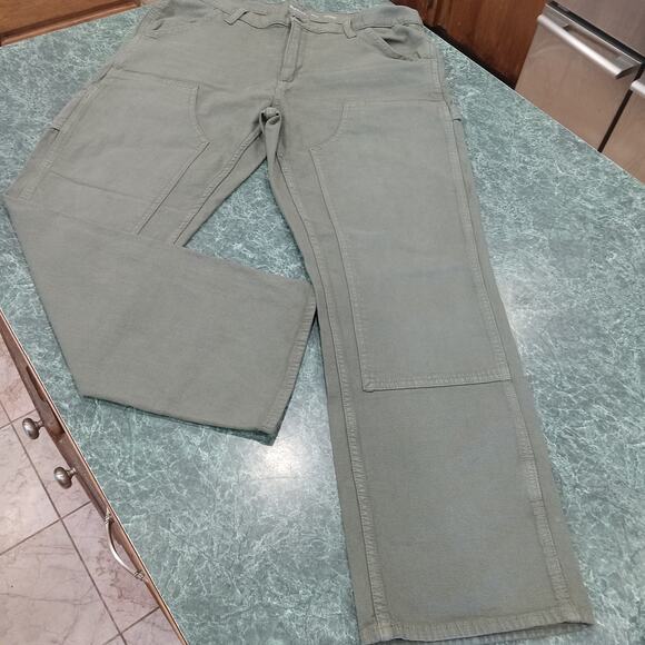 Old Navy Mens Carpenter Jeans Size 38x32 Green Double-Knee Built-In Flex Denim - Picture 1 of 12